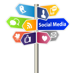 Social Media Sign Post on white background